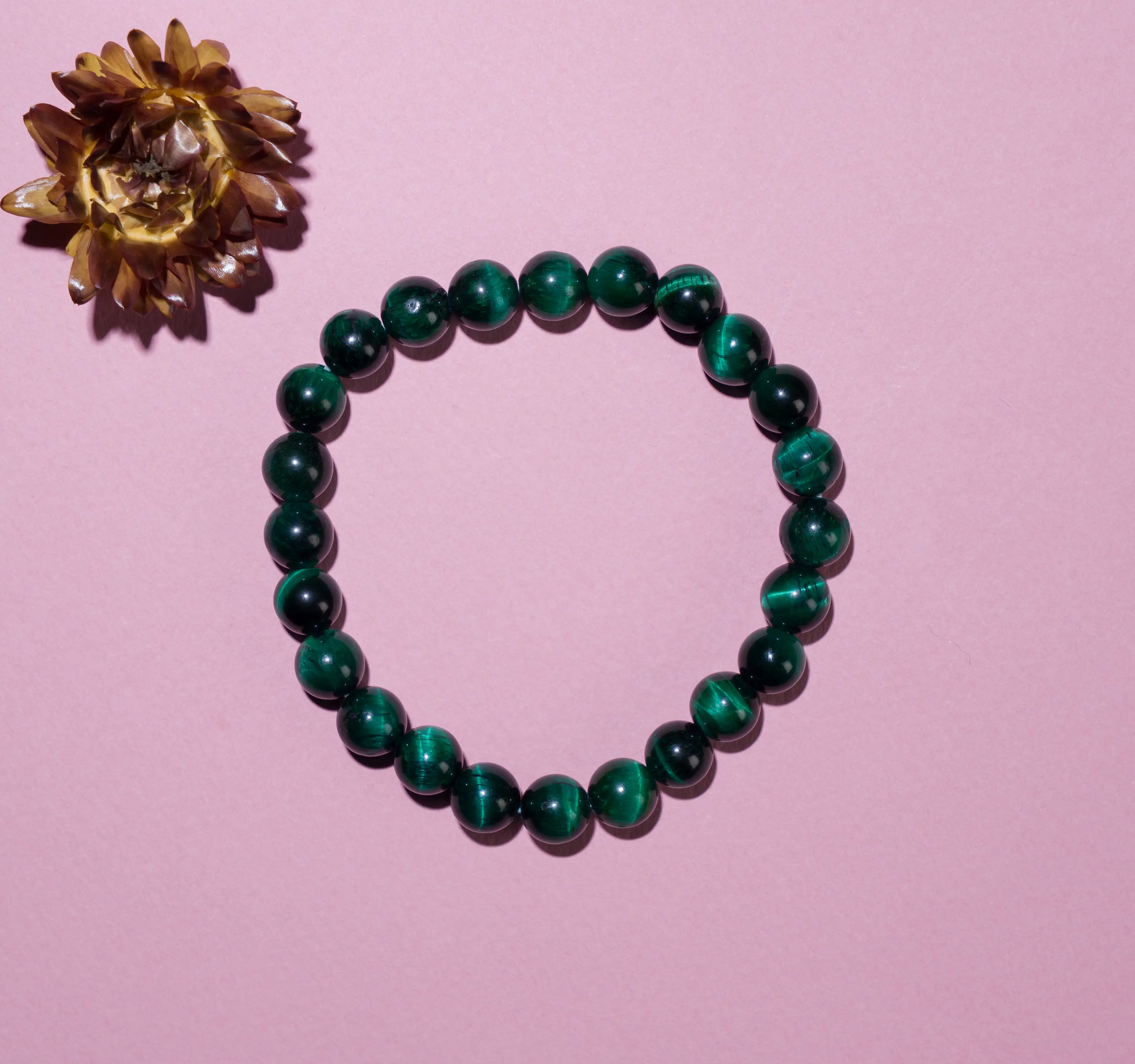 8 mm Green Tiger Eye Original Crystal Stone Bracelet - image 2