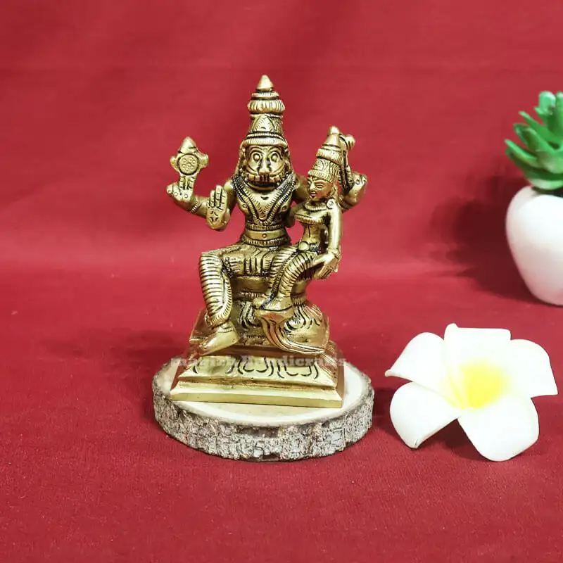 4.5 inches Brass Lakshmi Narasimhar idol SC - image 1