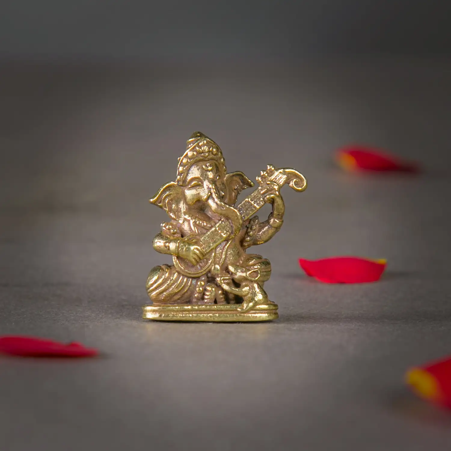 1 inch Handcrafted Mini Guitar Ganesha Statue - image 1