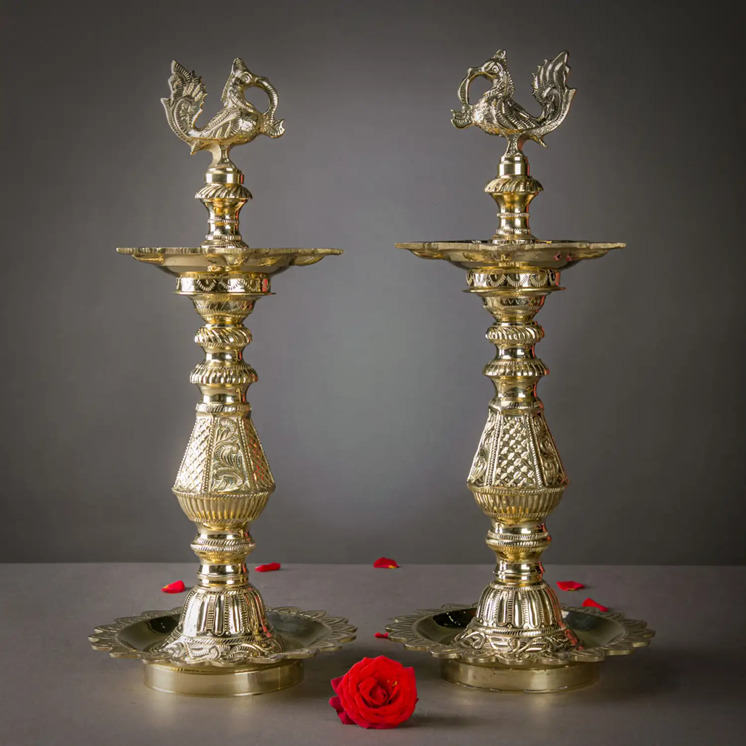 15 inches brass annam pattai Nachiyarkovil kuthu vilakku - image 1