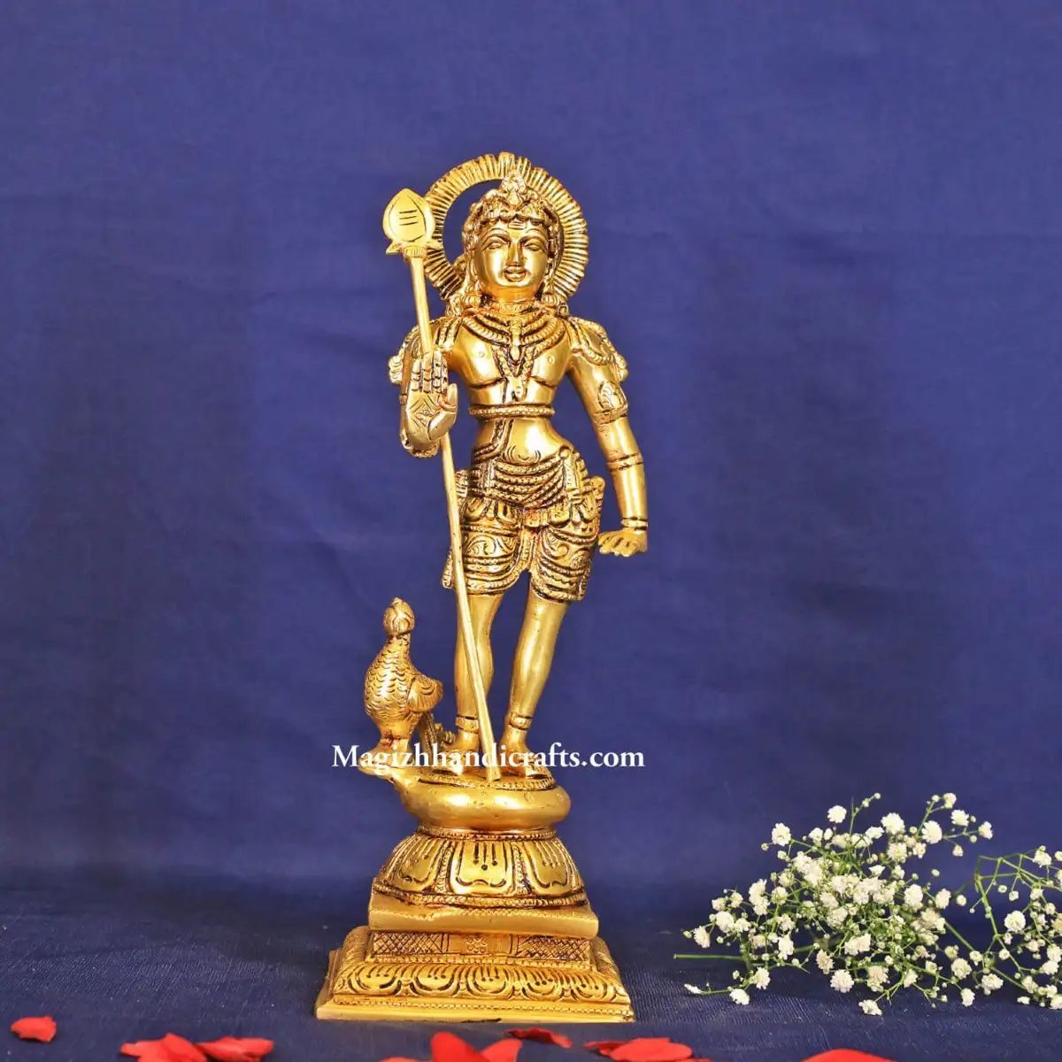 Brass Bala Murugan with Vel idol - 10 inches - image 1