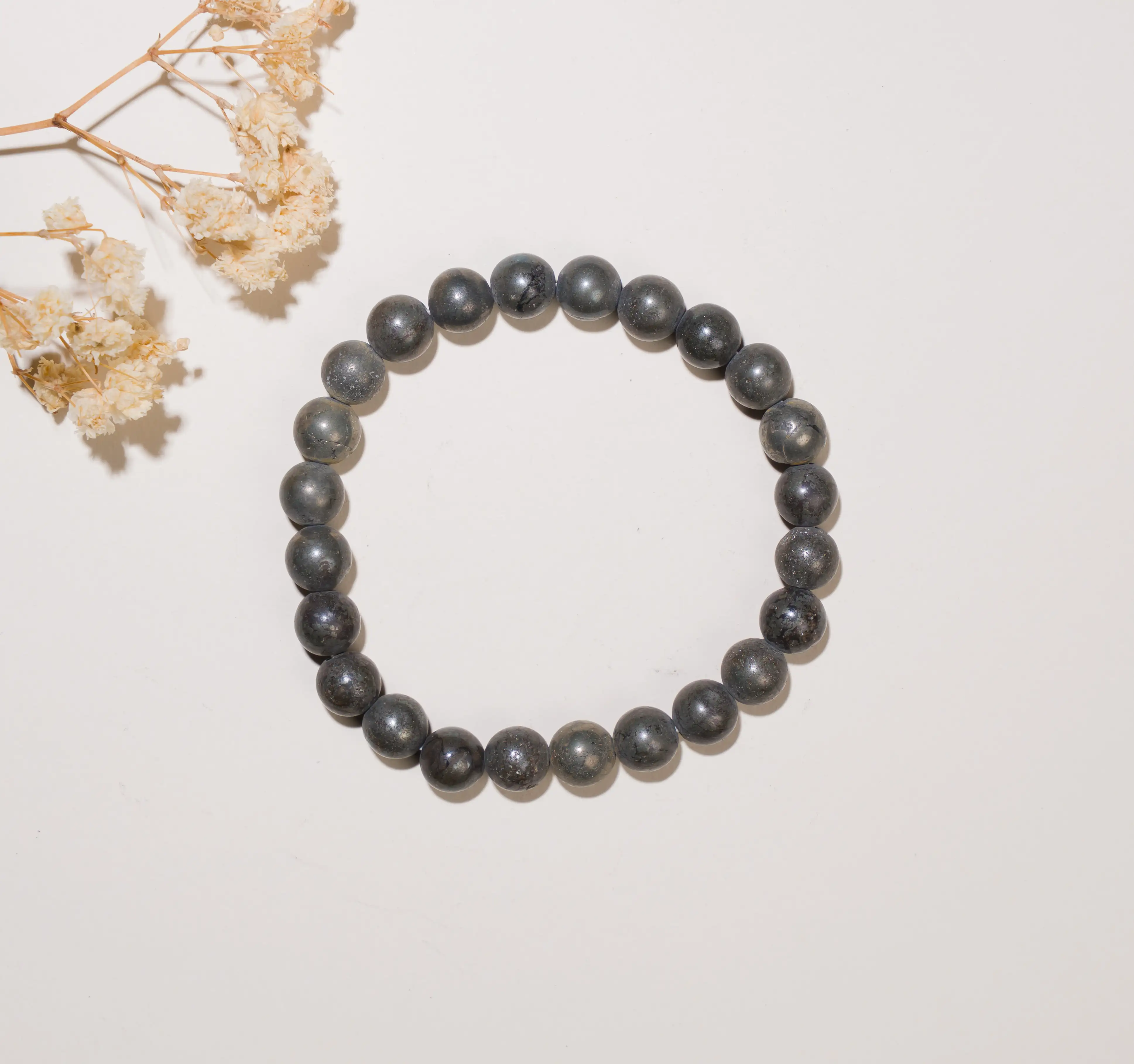 8mm Pyrite Crystal Stone Bracelet - image 2