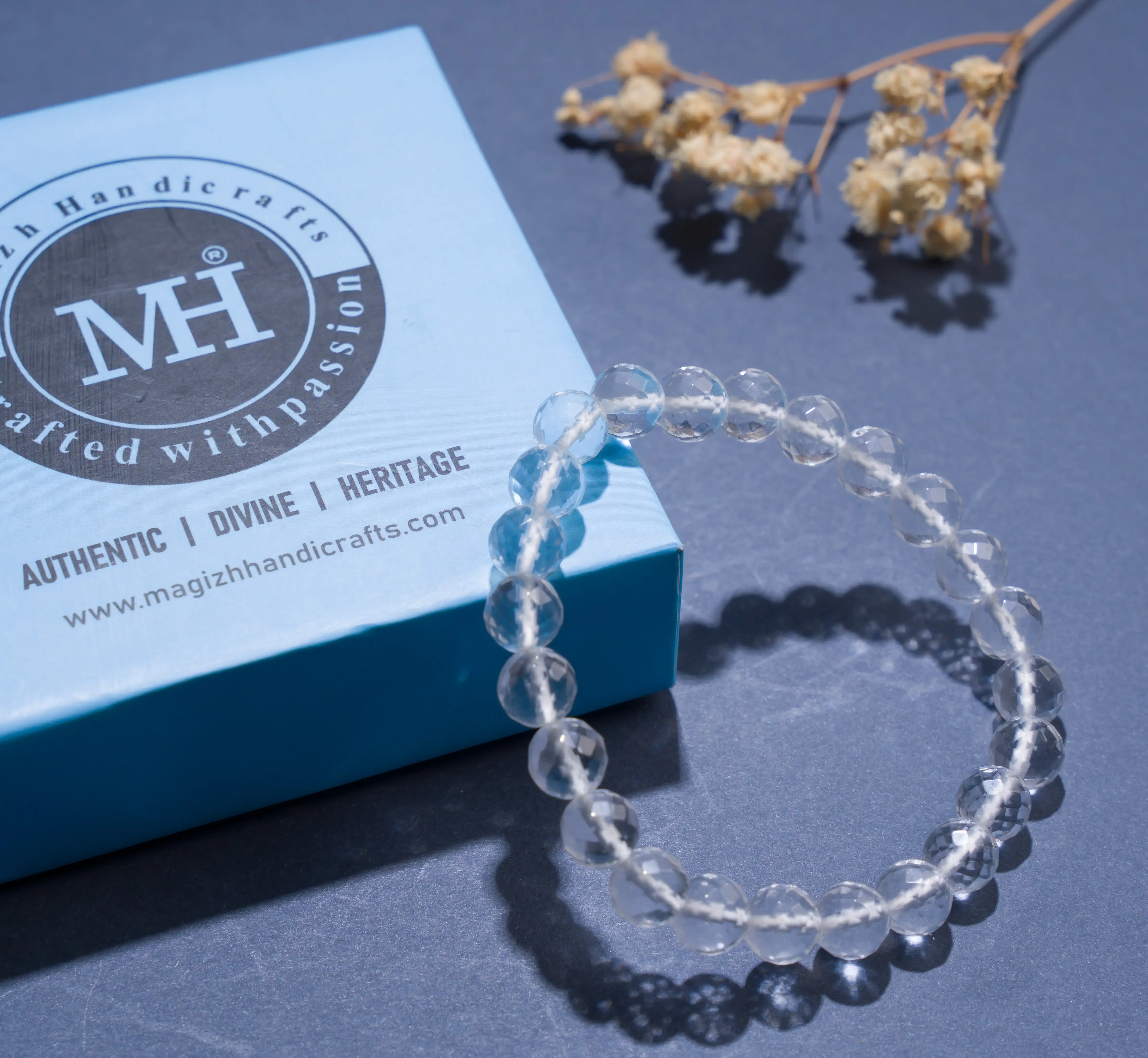 8mm Diamond cut Clear crystal Bracelet - image 2