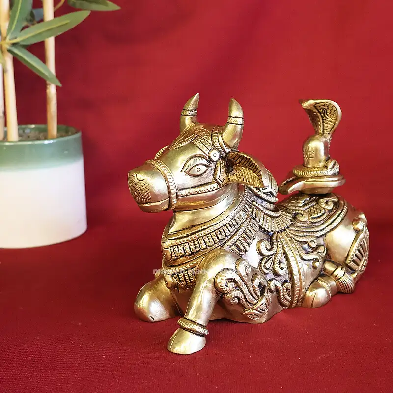 6x8 inches Brass Nandhi with Lingam SC - image 2