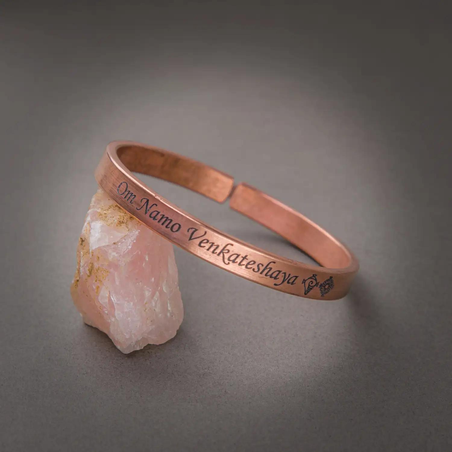 Om Namo Venkateshaya Pure Copper Bracelet - 8mm - image 1