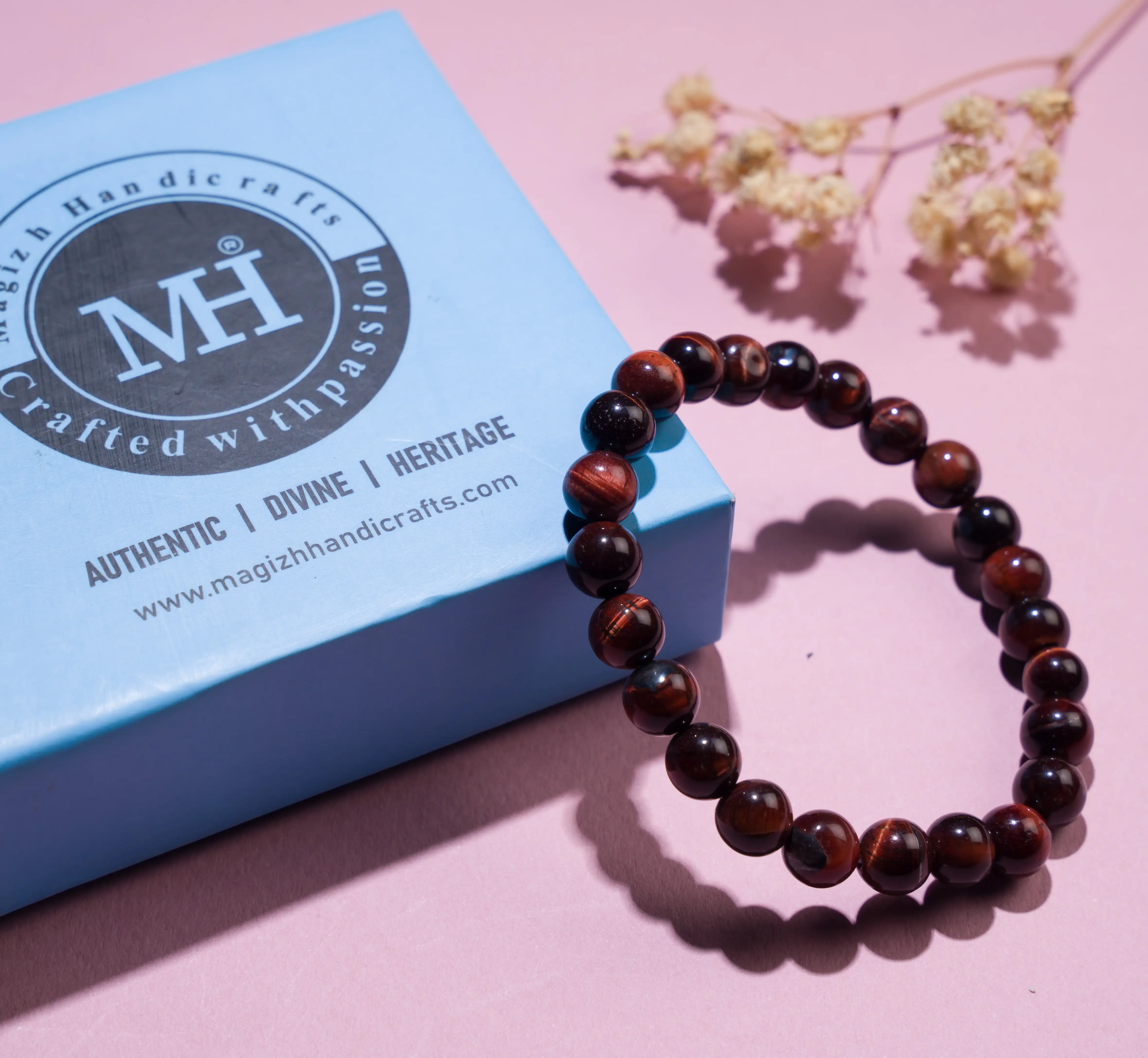 8mm Red Tiger eye Crystal stone Bracelet - image 2