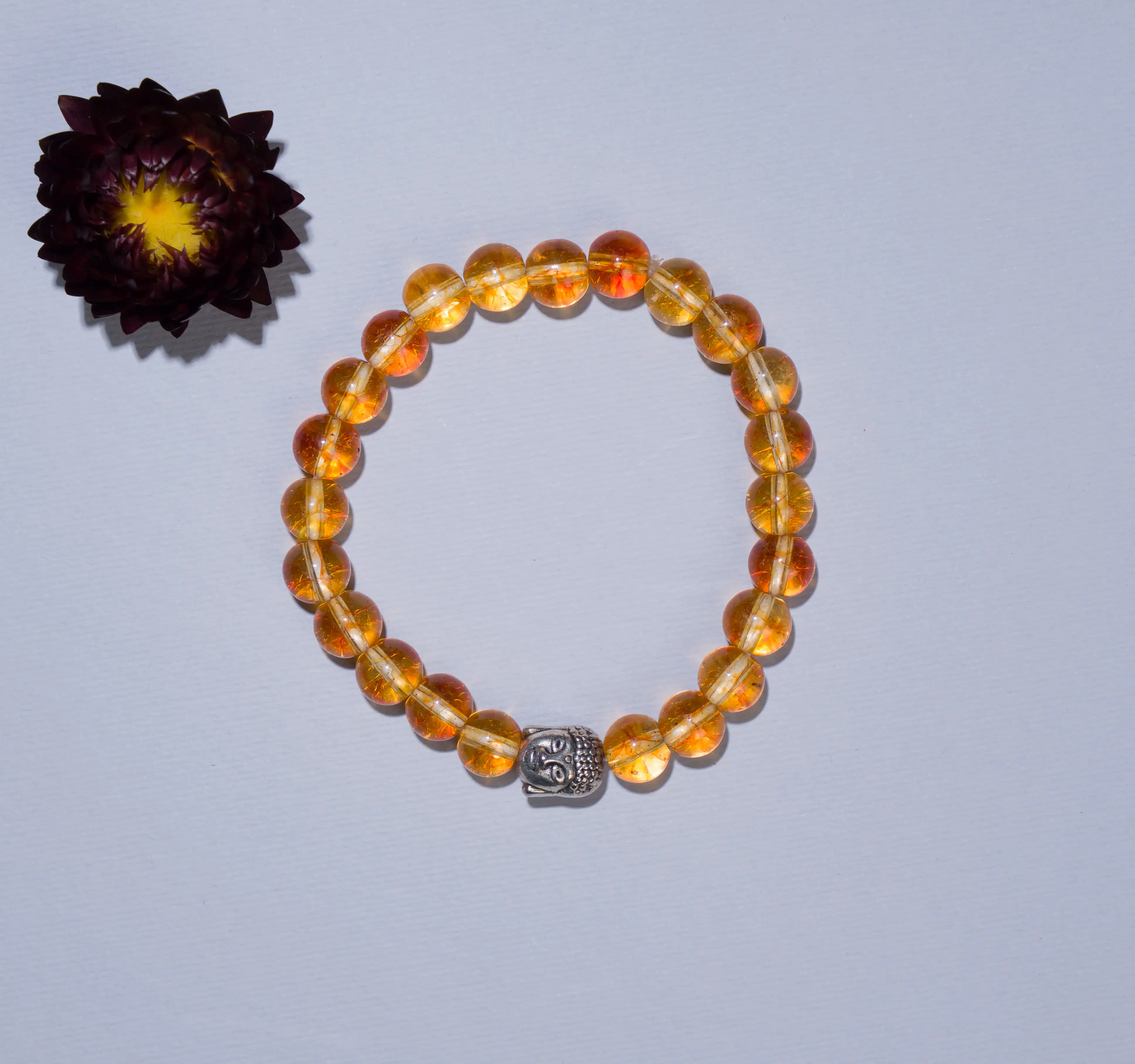 8mm Citrine Crystal bracelet with buddha - image 2