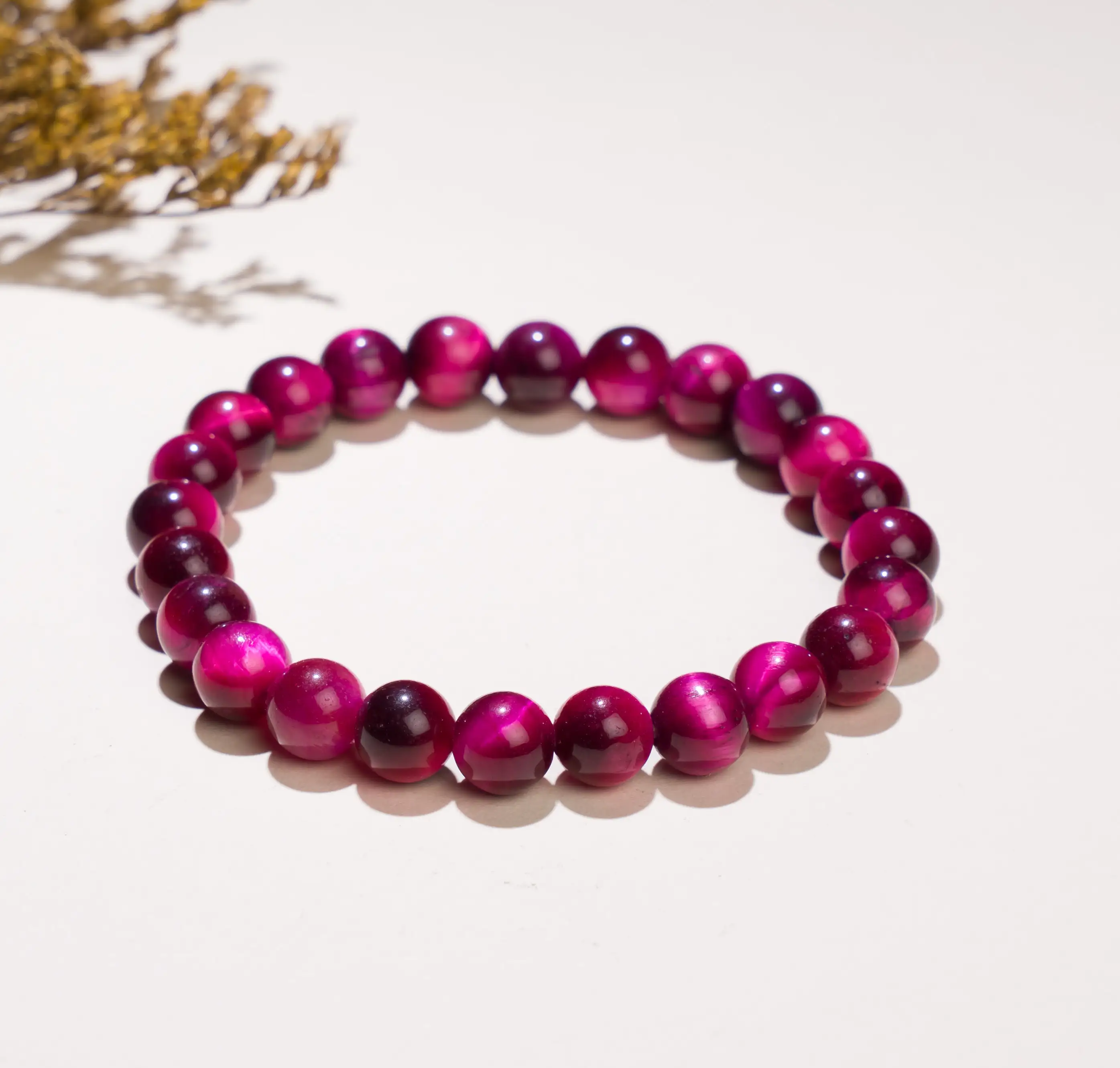 8mm Pink tiger eye Crystal stone Bracelet - image 1
