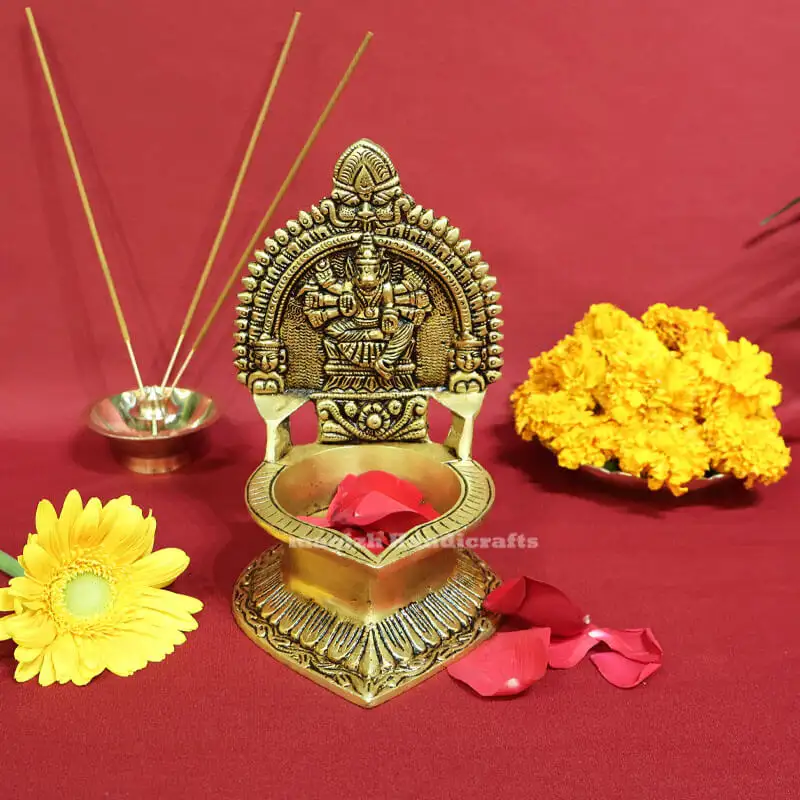 7 inches Brass Varahi amman Kamakshmi Lamp - image 2