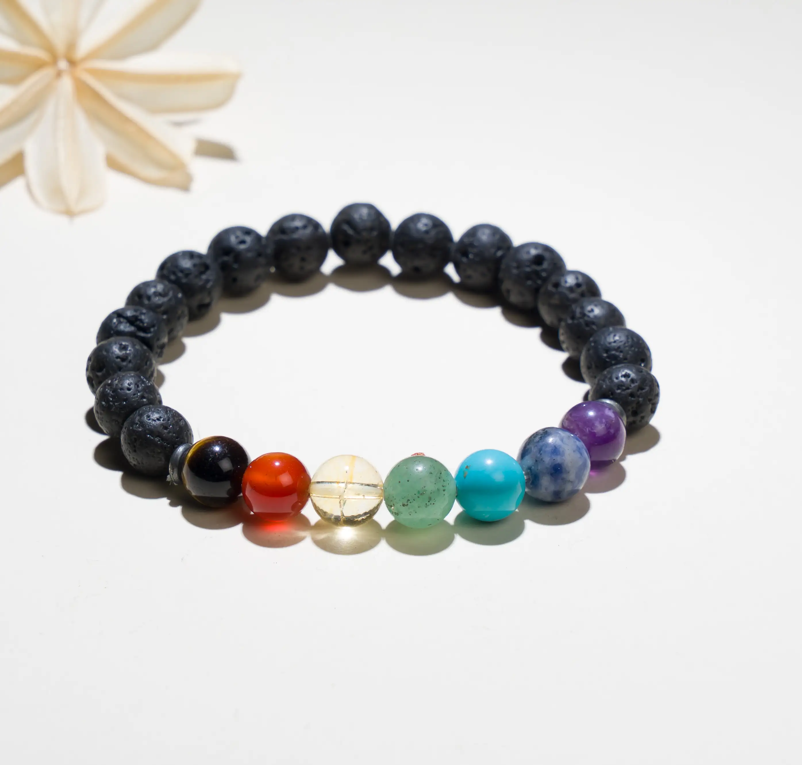 8mm 7 chakra Lava Crystal stone Bracelet - image 1