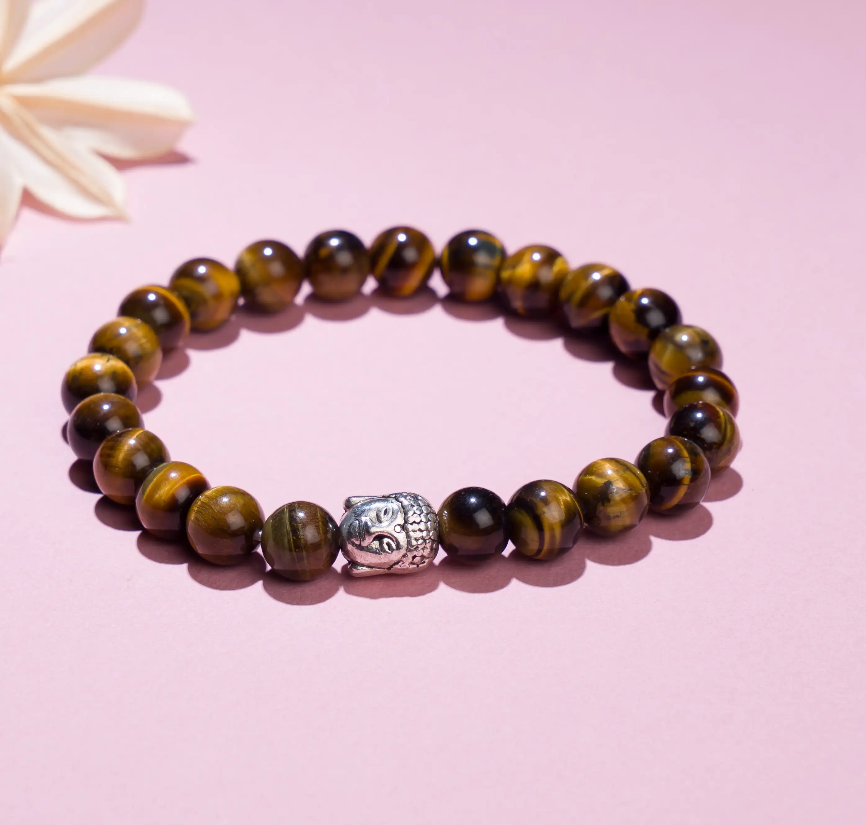 8mm Tiger eye stone Crystal bracelet with buddha - image 1