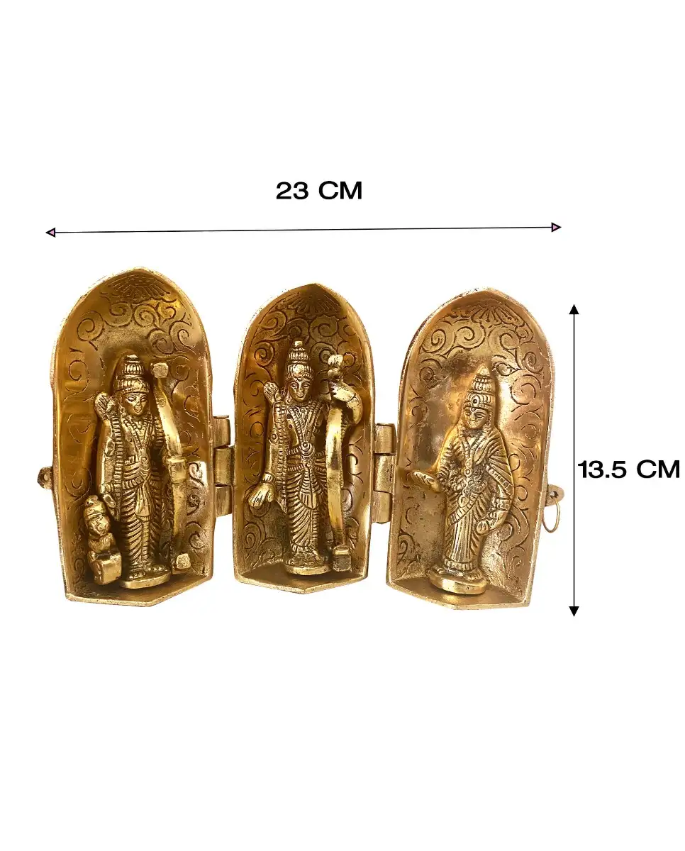Aluminium gold brass Rama lakshman seetha Hanuman darbar statue - image 1