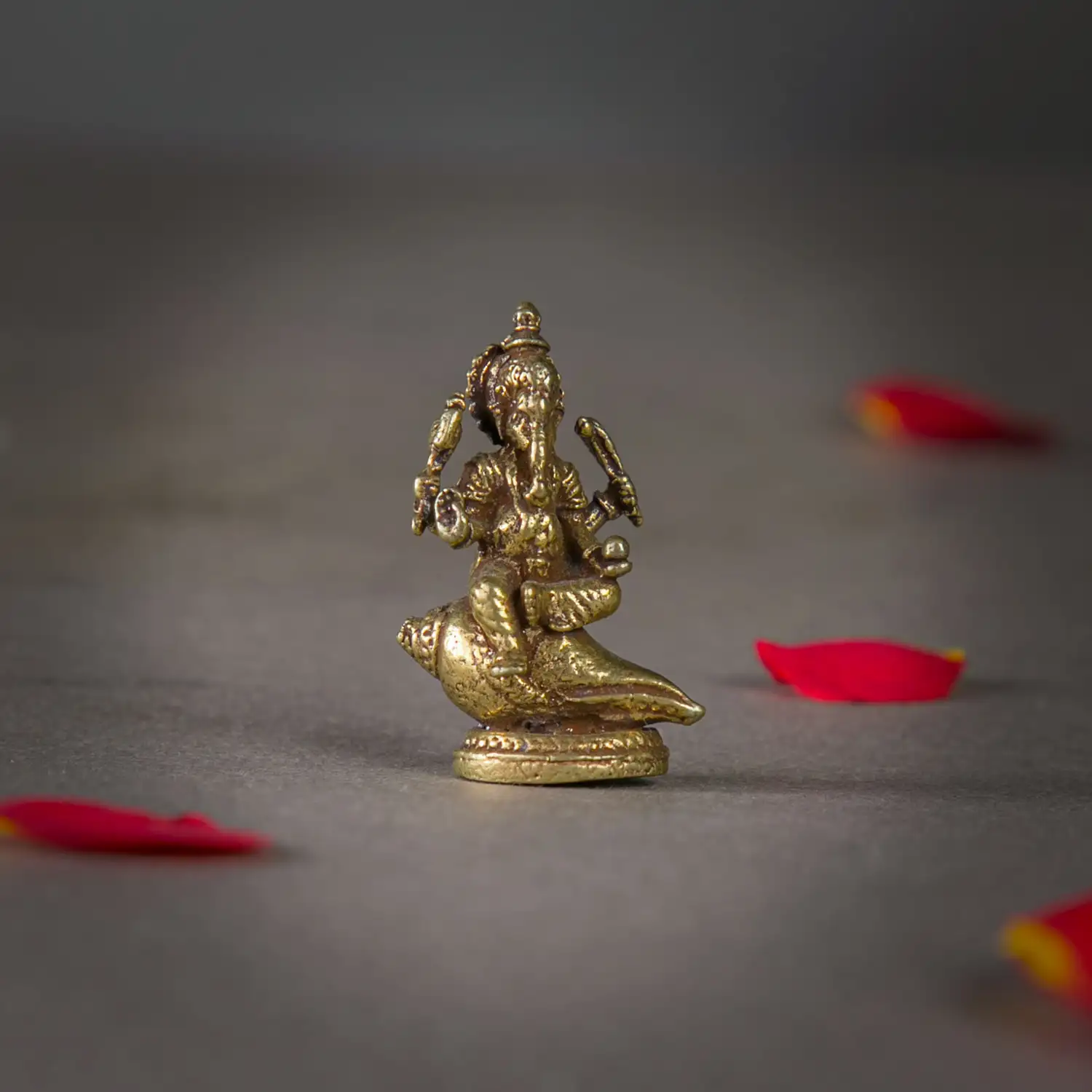 1 inch miniature Brass Shang sitting Ganesha Idol - image 1