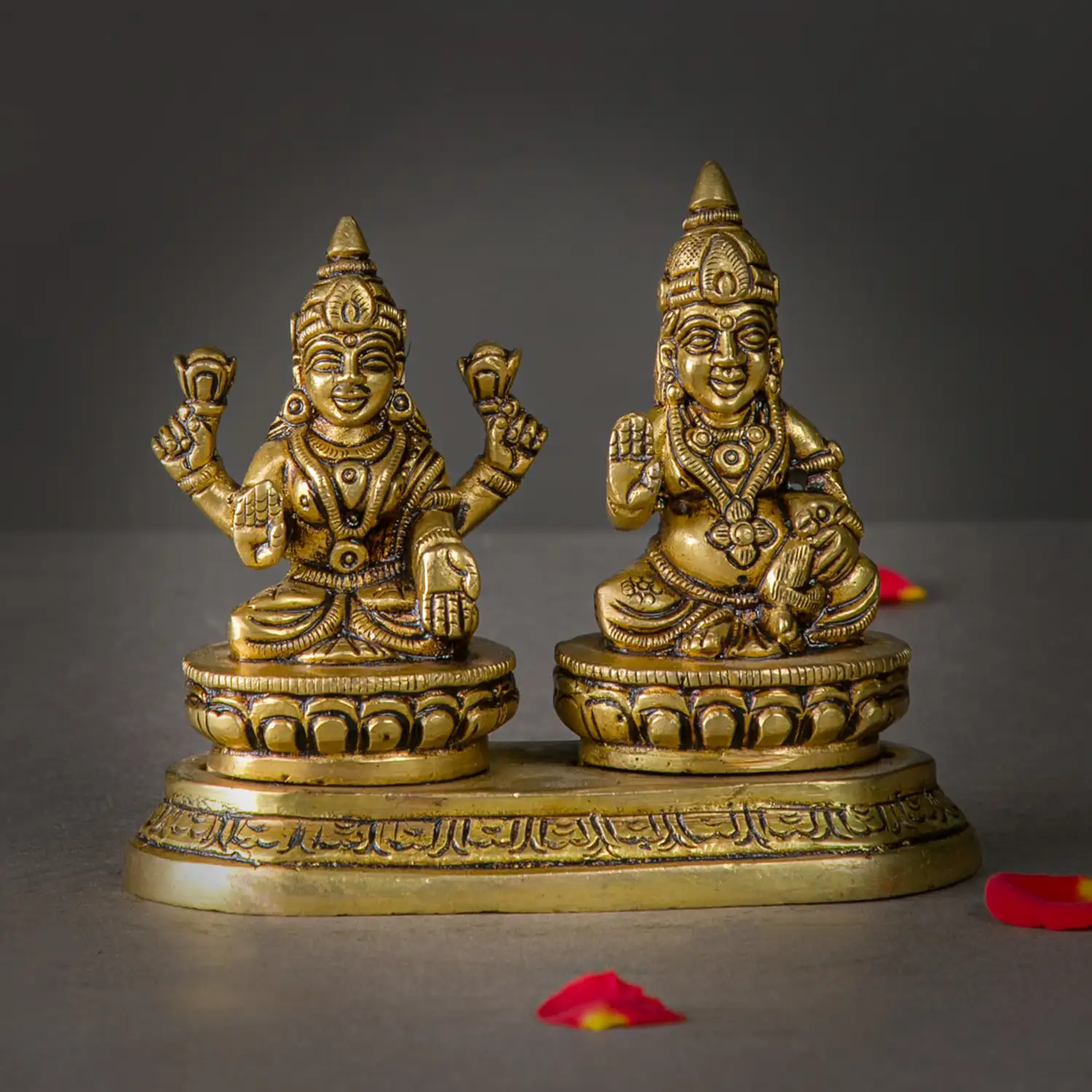 3.5 inches Brass Lakshmi Kuber Peedam Idol - image 1