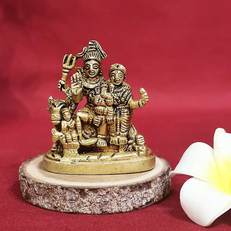 2.5 inches Brass Lord Shiva family set statue - image 1