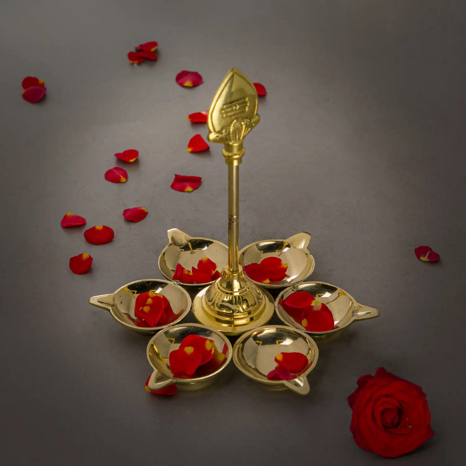 7 inches Brass Vel Arumuga Vilakku for Lord Murugan - image 2