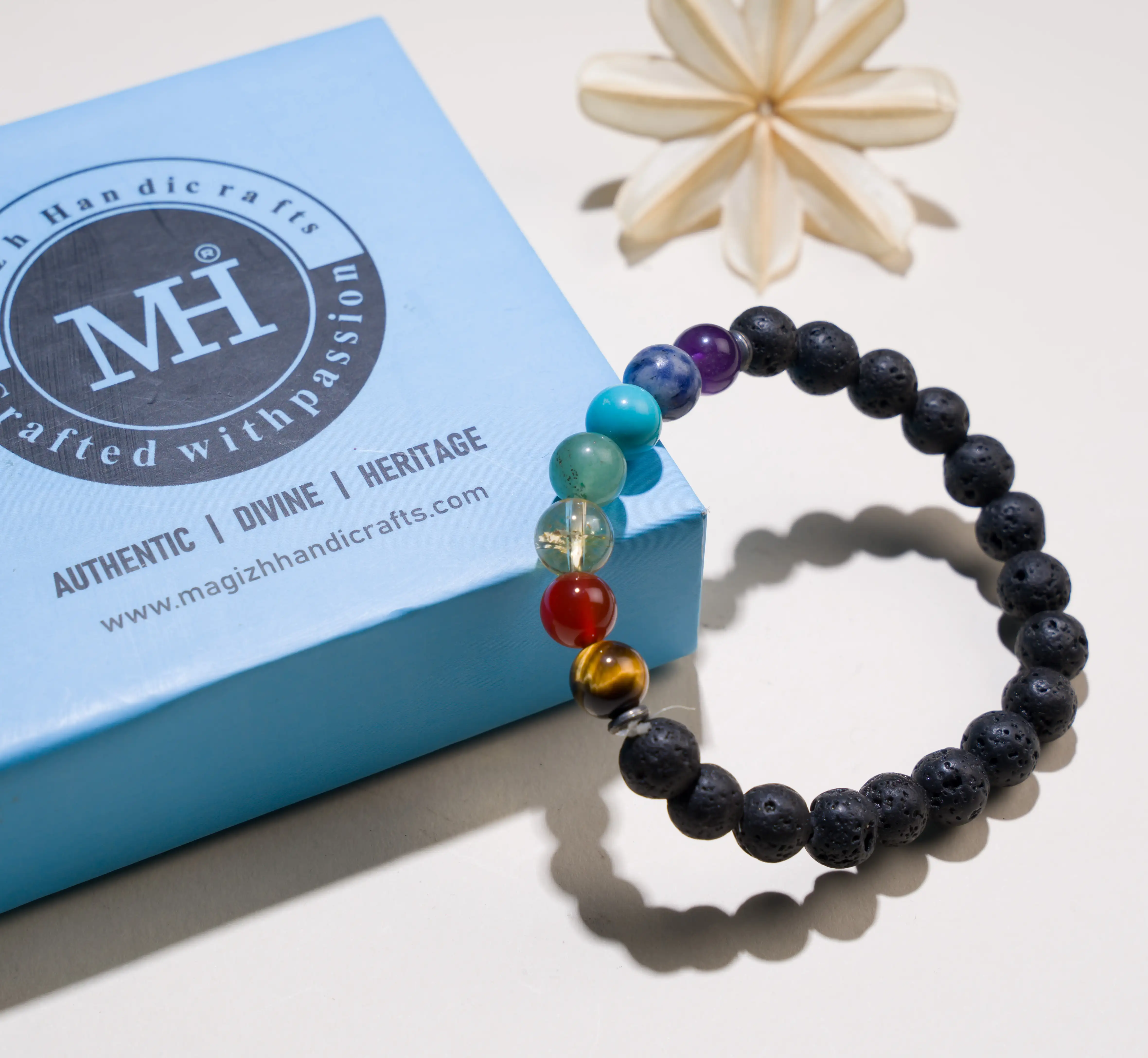 8mm 7 chakra Lava Crystal stone Bracelet - image 2