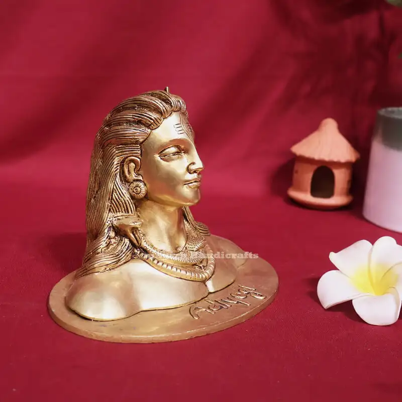 4 inches Brass Aadiyogi with Base idol - image 2