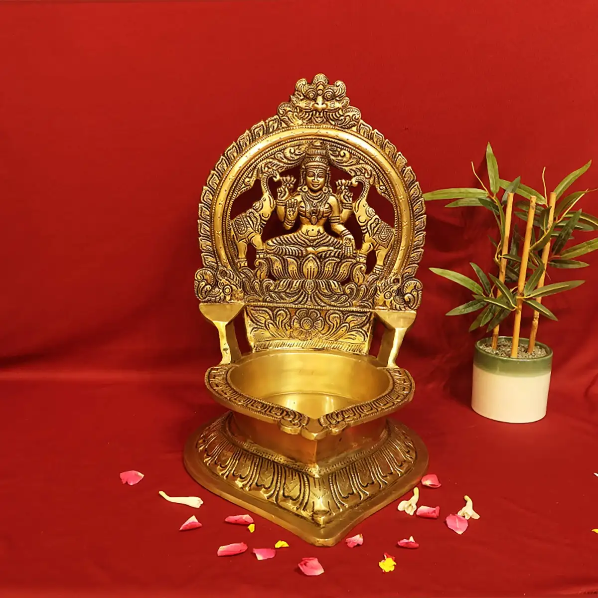 Big size Brass Gaja Lakshmi Lamp 17 inches - image 1