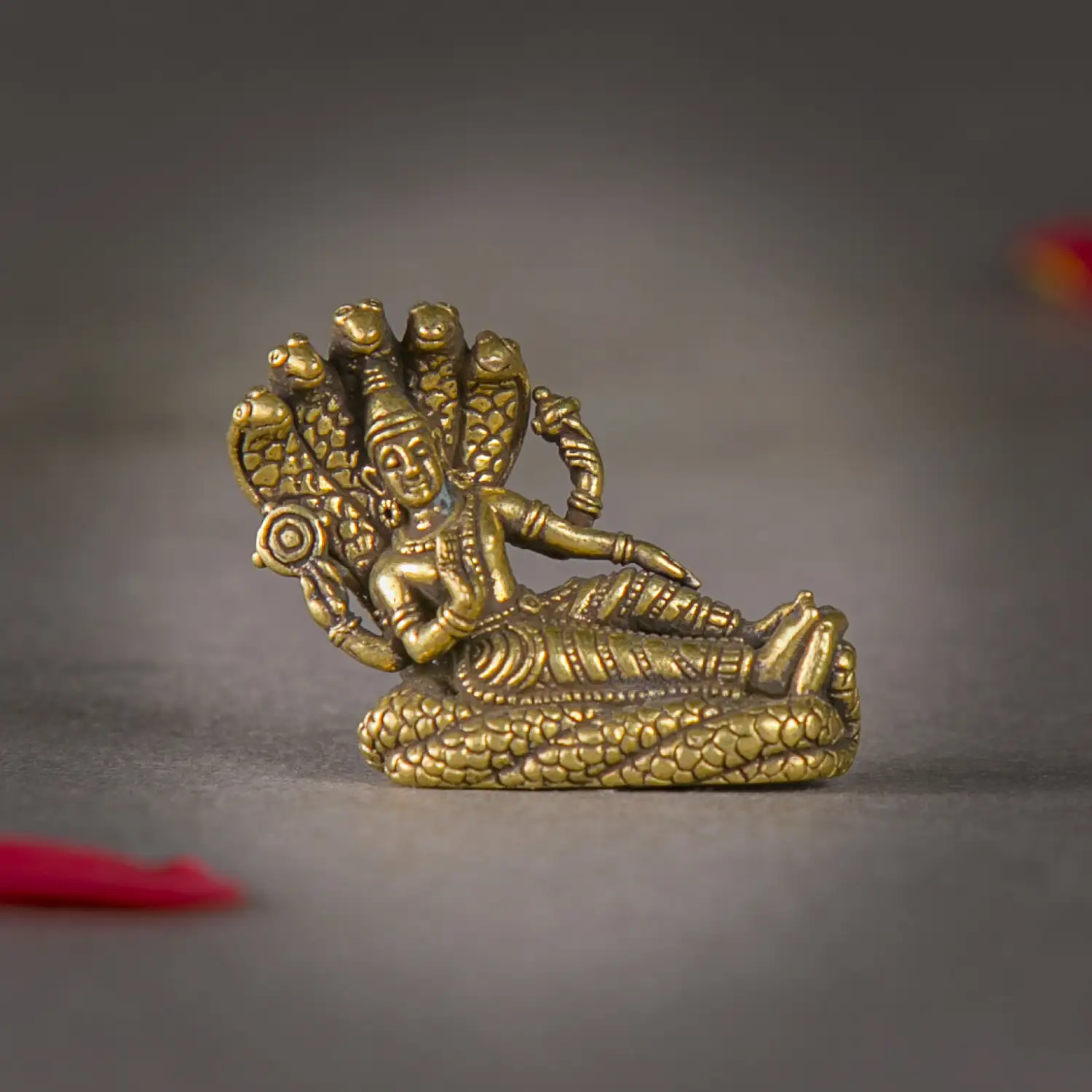 1 inch miniature lord Vishnu on Adishesha idol - image 1