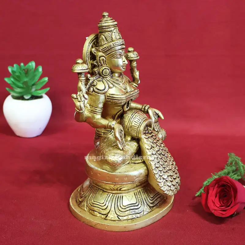 8 inches Brass Dhana Lakshmi idol Oval base - image 2