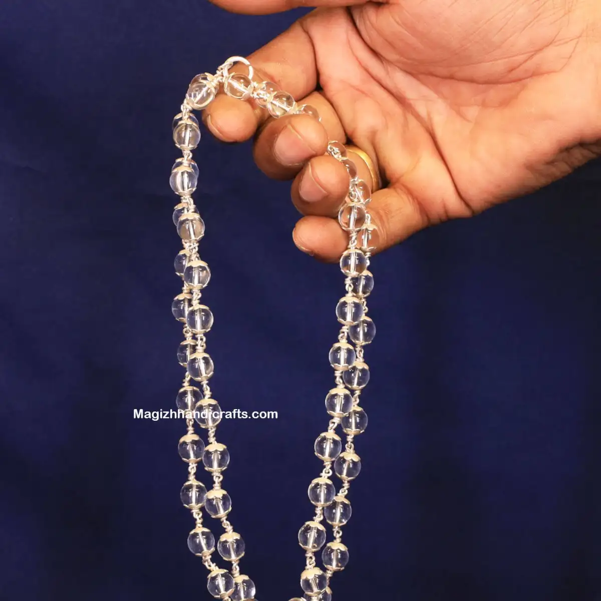 8mm Spadigam malai with Silver cup 54 beads - image 1