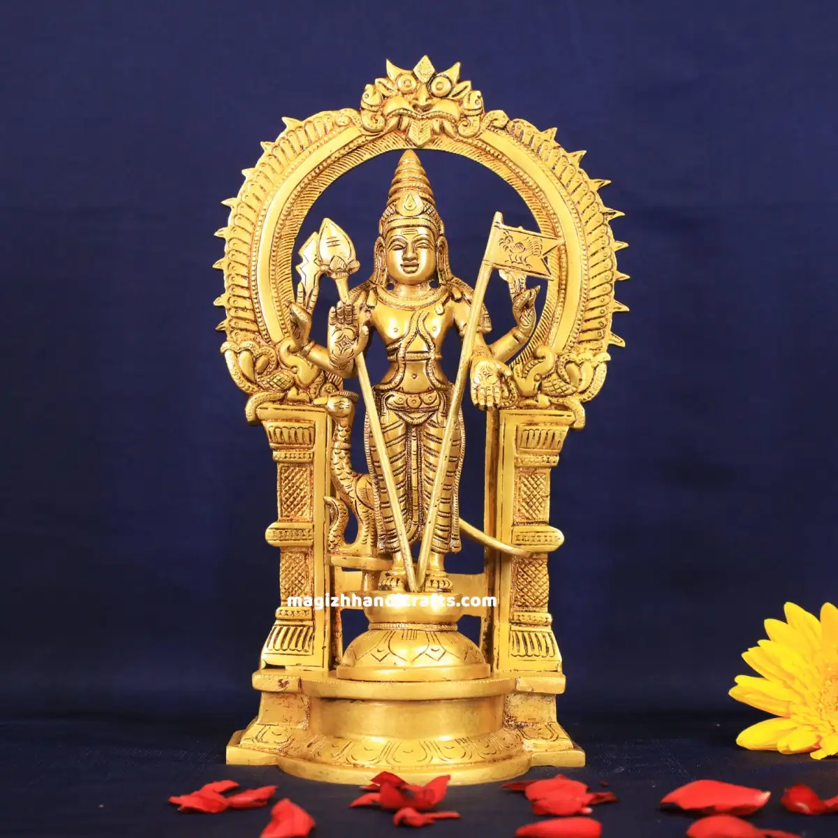 Brass Murugan with Thiruvachi Vel and Kodi idol - 16 inches - image 1