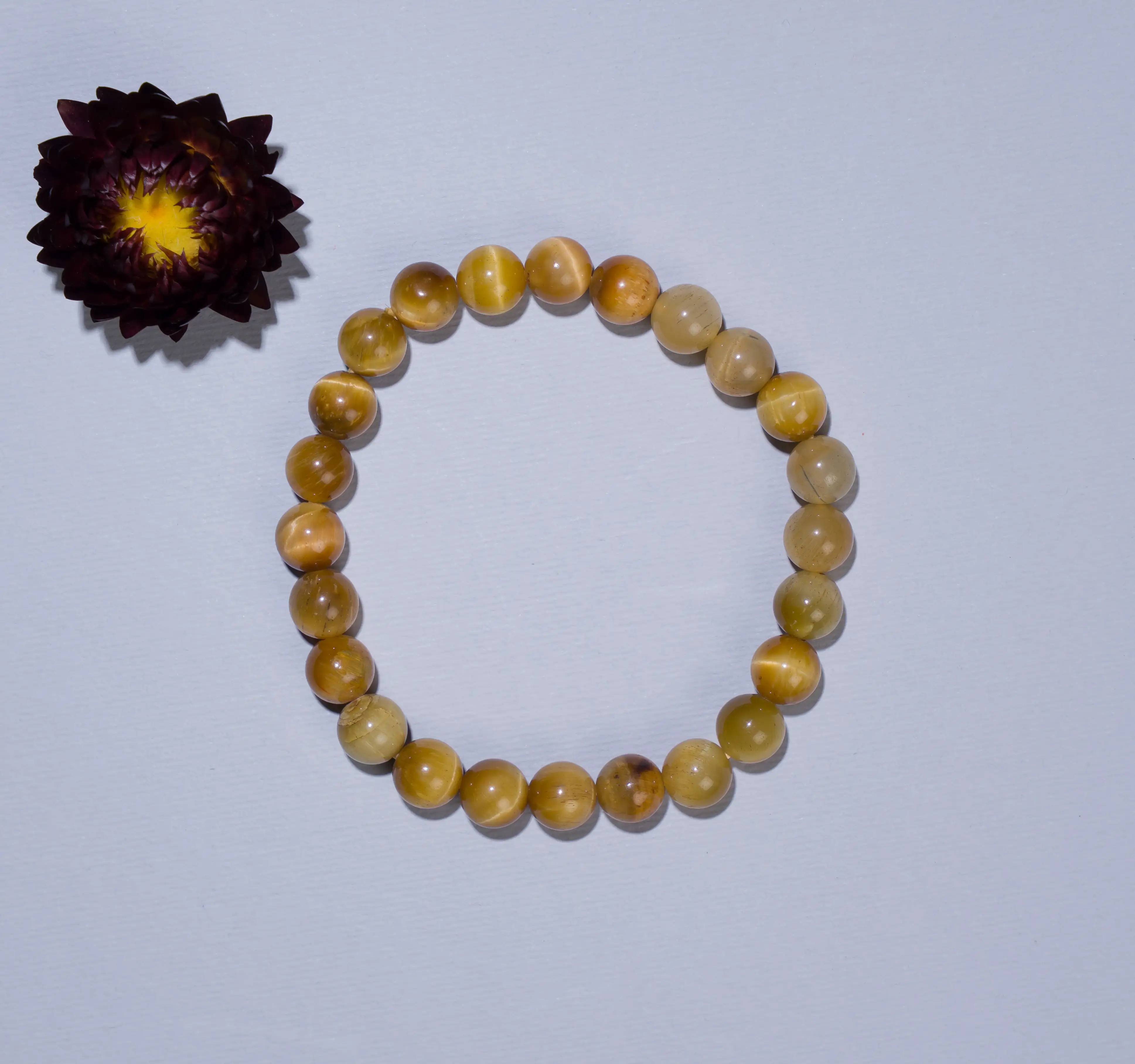 8mm Yellow Cat eye Crystal Bracelet - image 2