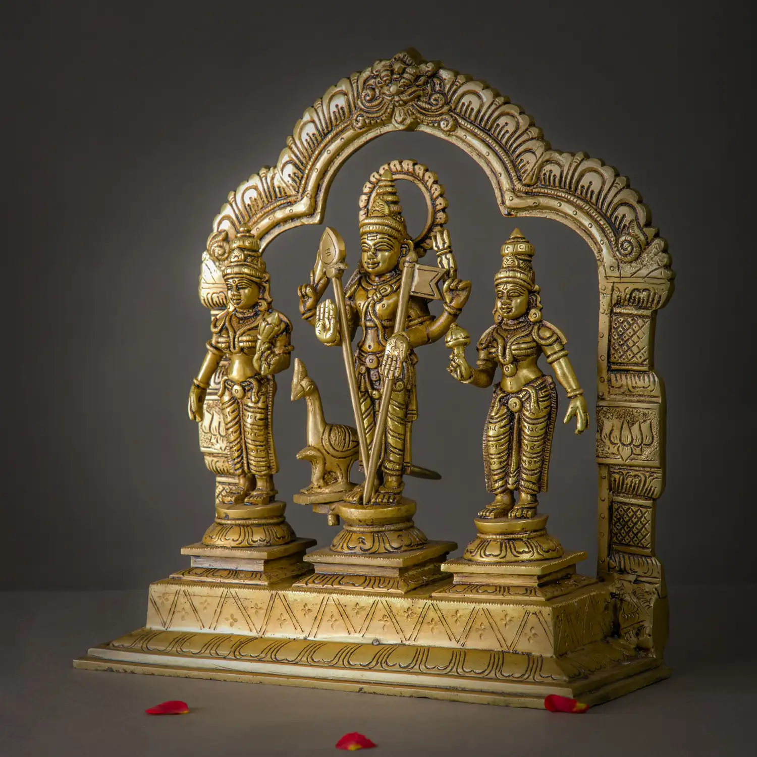 12 inches brass Lord Murugan Valli Deivanai idol with thiruvachi - image 2
