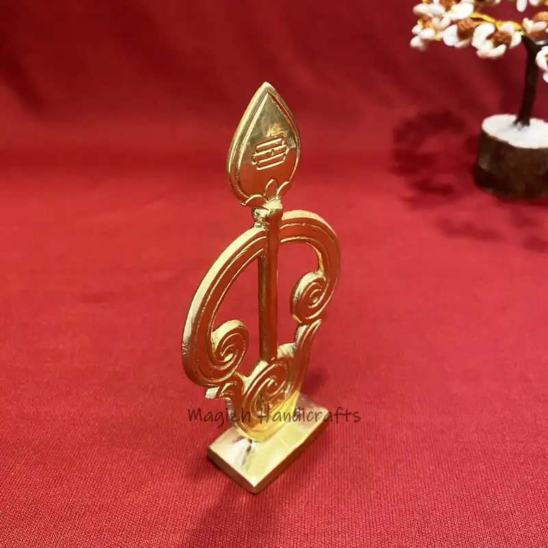 5 inches Brass Tamil OM vel with base - image 2