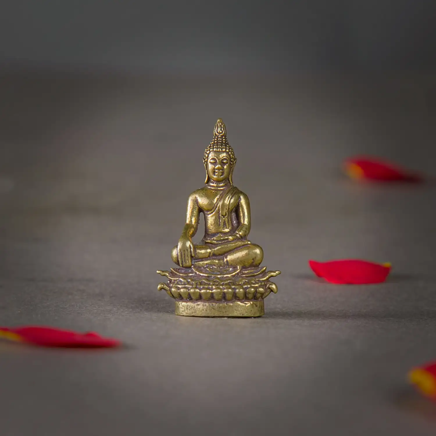 1 inch Brass sitting Budha idol miniature - image 1