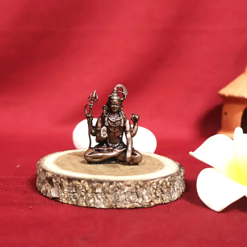 1.8 inches Copper Sitting Lord Shiva Idol - image 1