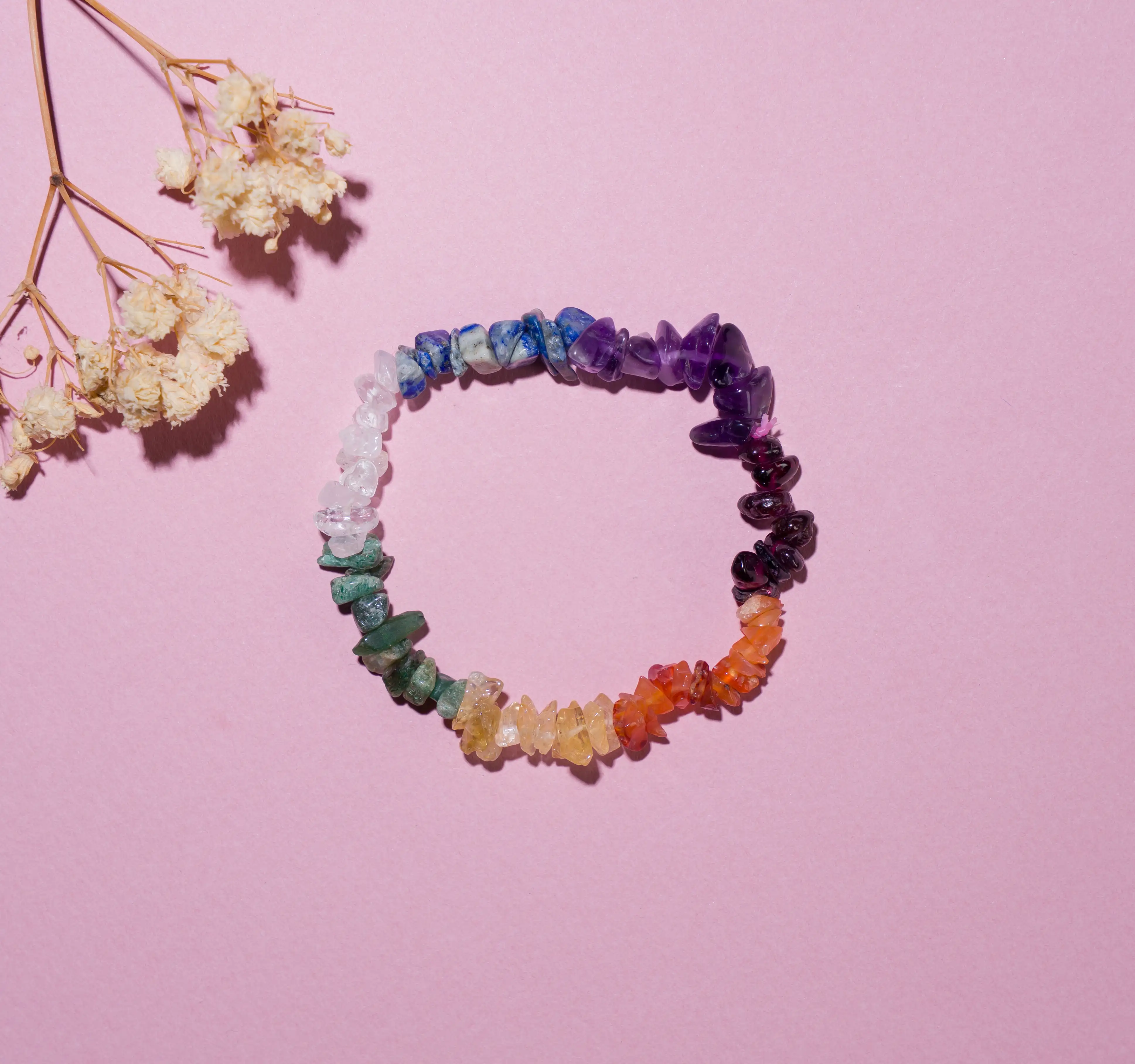 7 chakras Crystal chips bracelet - image 1