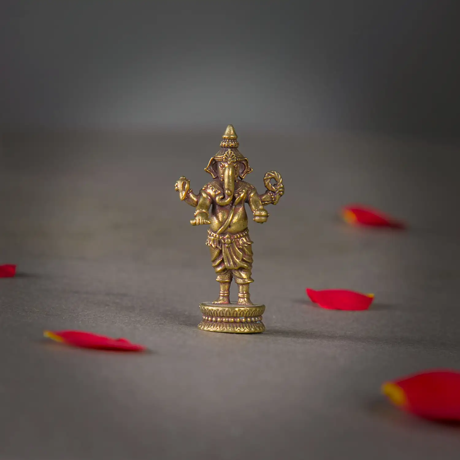 1 inch Mini Brass standing Ganesha idol - image 1