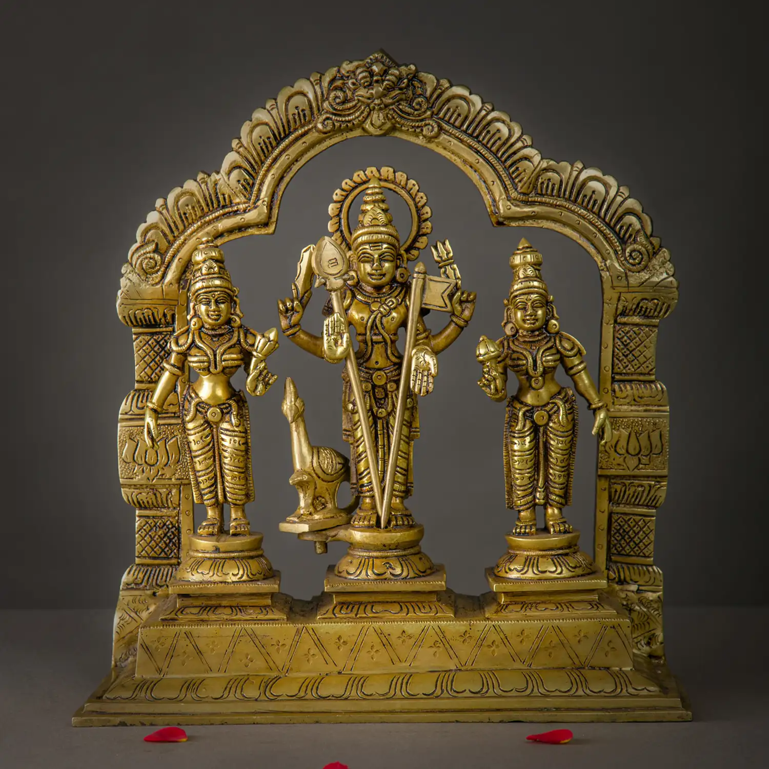 12 inches brass Lord Murugan Valli Deivanai idol with thiruvachi - image 1