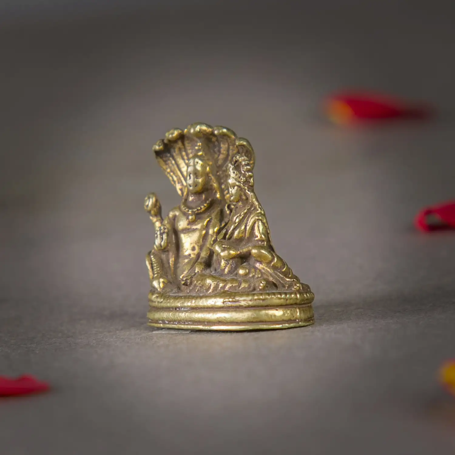 1-Inch Pure Brass Lakshmi Vishnu Sheshnaag Idol - image 2