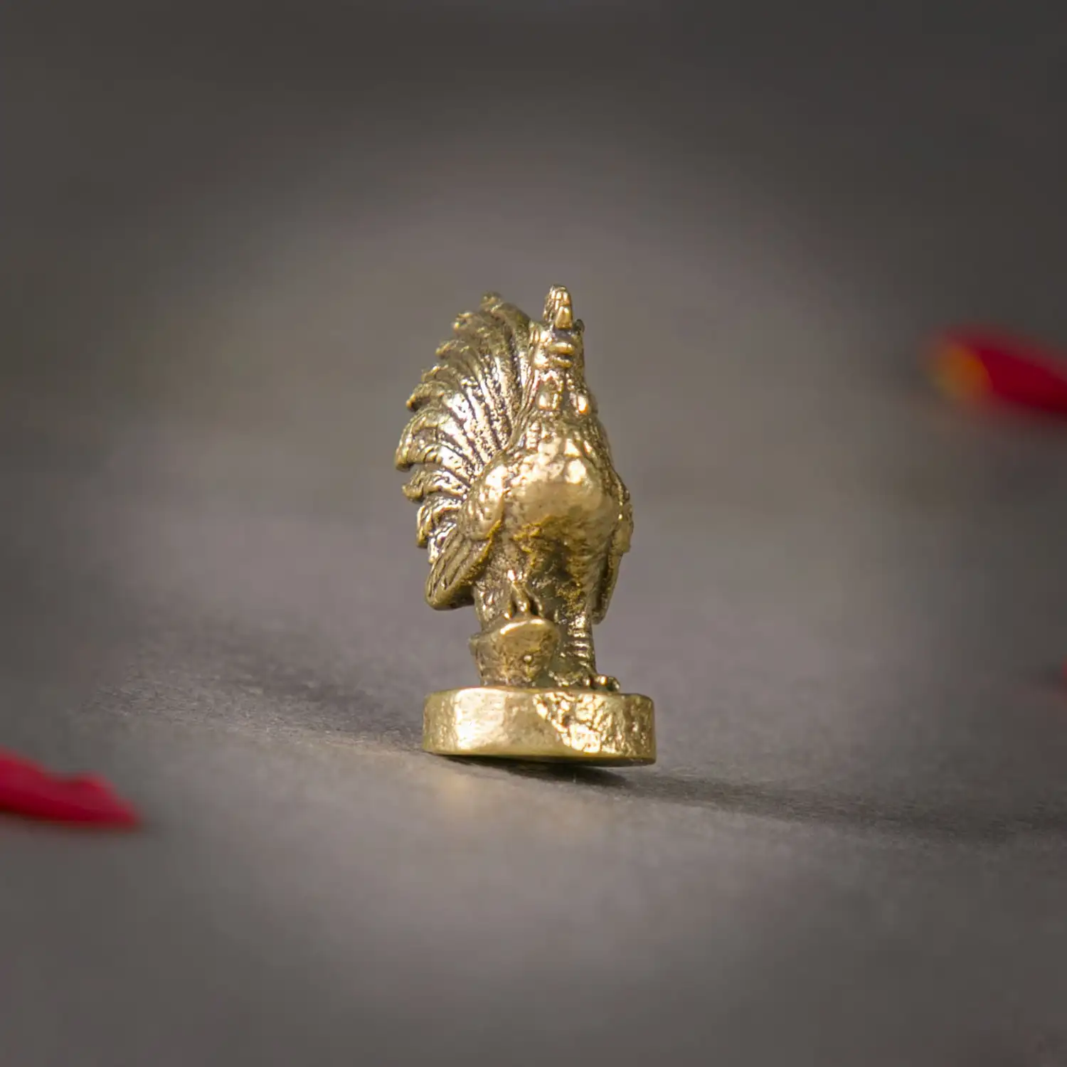 1 inch Brass miniature Murugan Seval idol - image 2