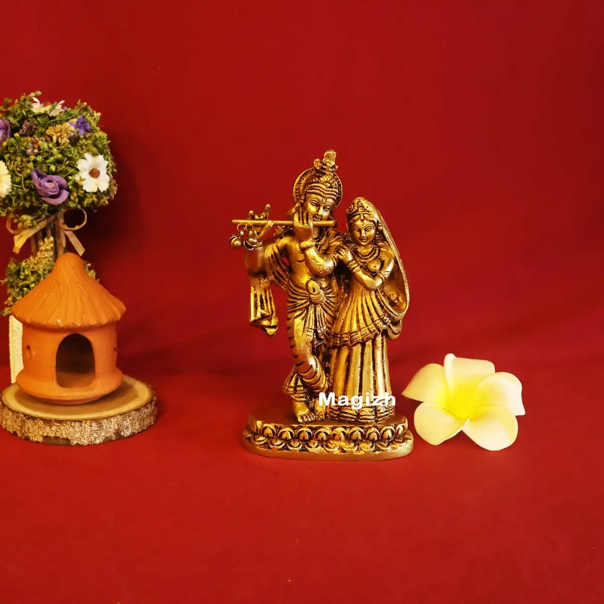 Brass Standing Radha Krishna idol 6 inches - image 1