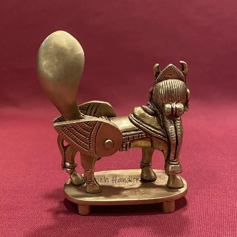 4.3 inches Brass Kamadhenu with Peedam - image 2