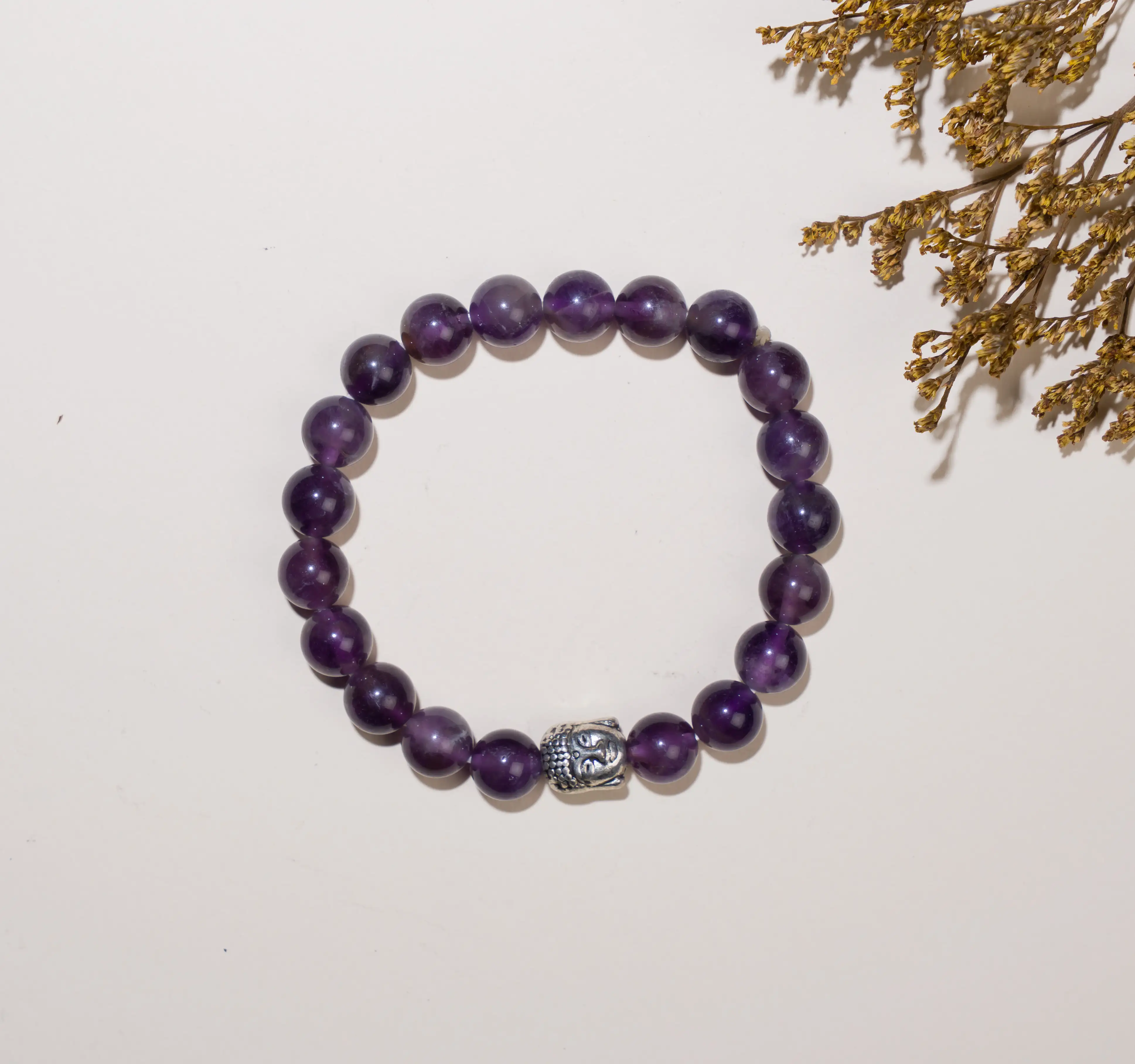 8mm Amethyst Crystal bracelet with buddha - image 2