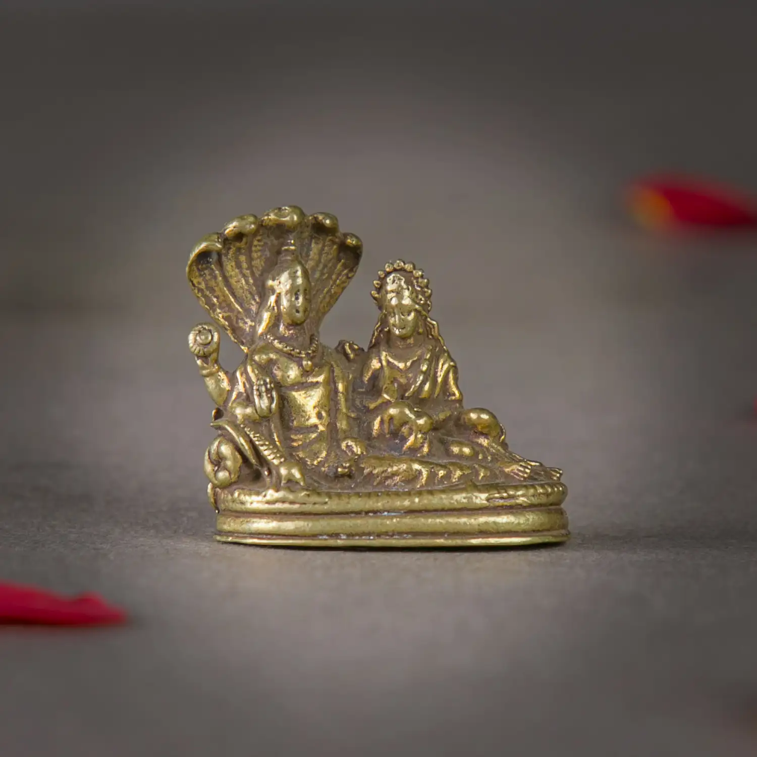 1-Inch Pure Brass Lakshmi Vishnu Sheshnaag Idol - image 1