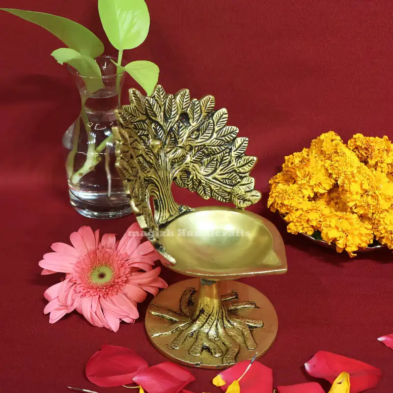 6.5 inches Brass Karpaga Vriksham tree Lamp - image 2
