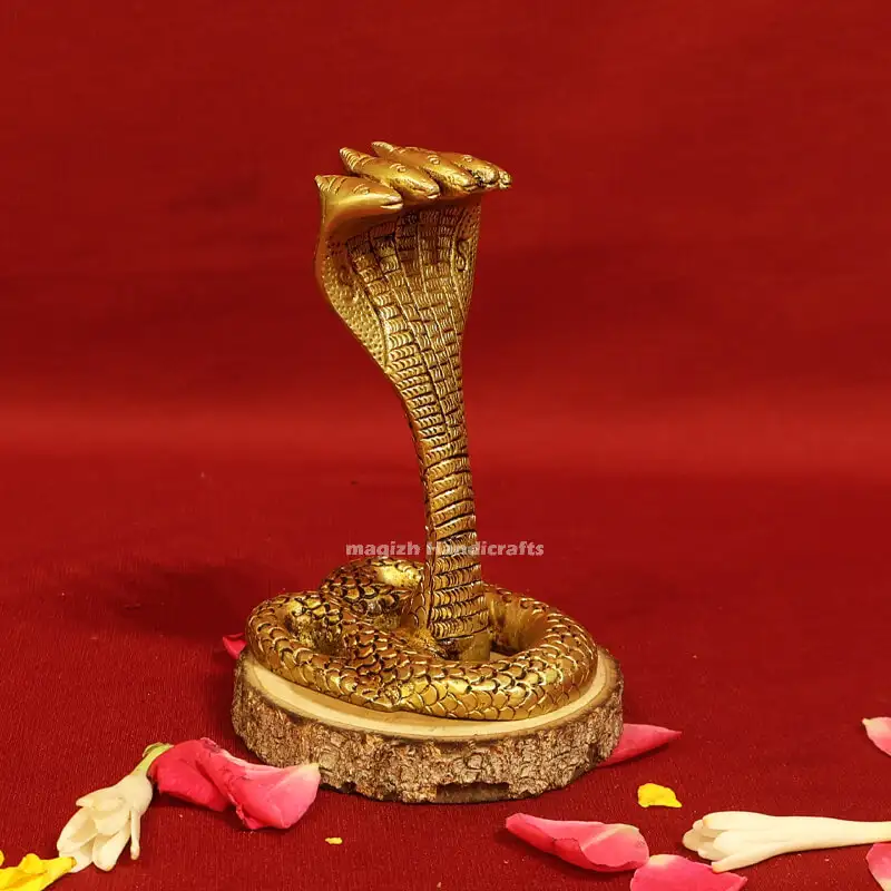 Brass 5 head Snake idol - 4 inches - image 2