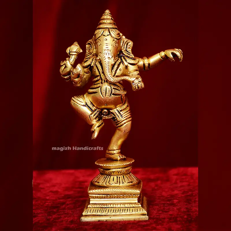 Brass Dancing Ganesha idol (6.5 Inches) - image 1
