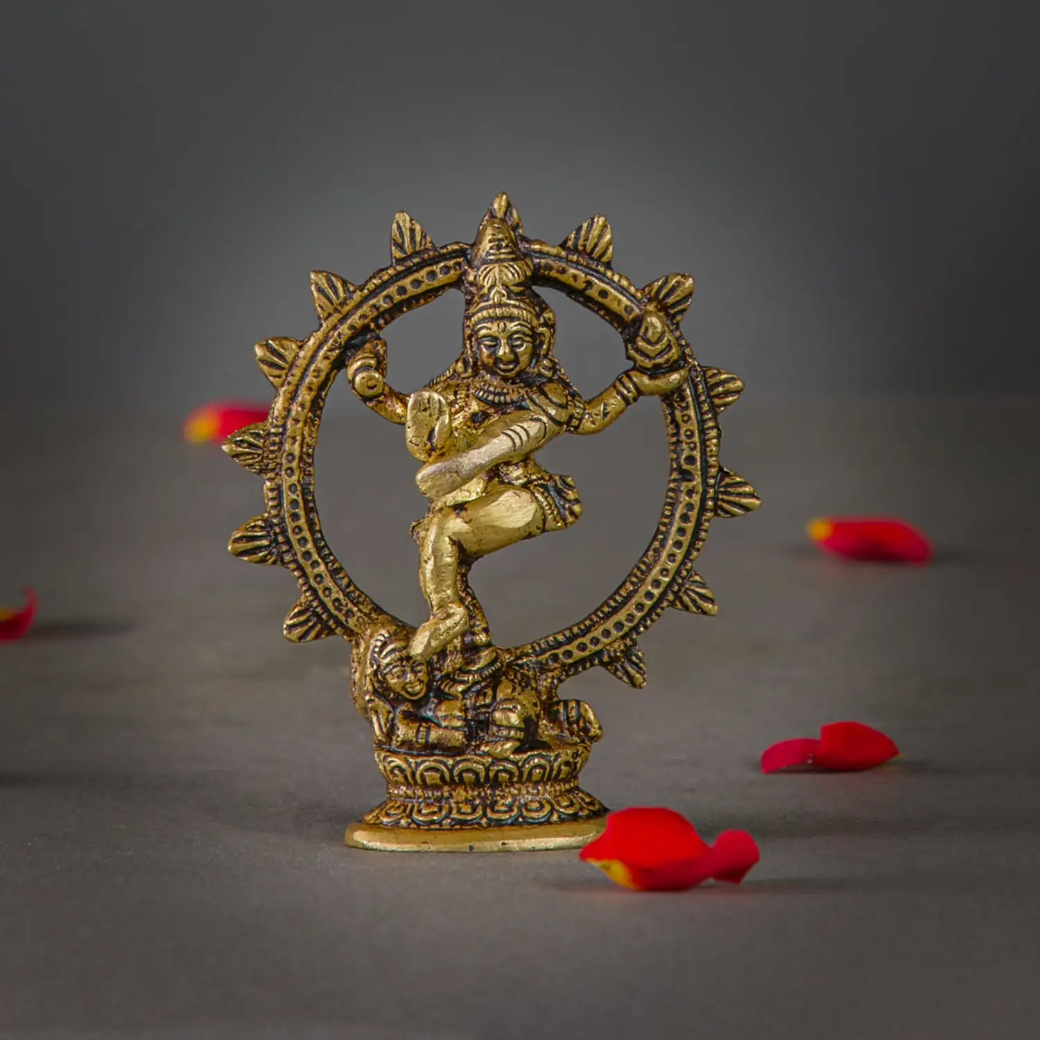 3 inches mini Brass Lord Shiva Natraja with agni idol - image 1