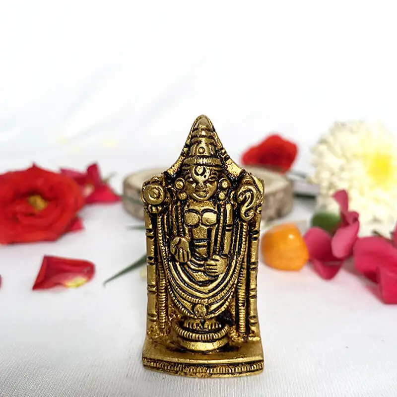 Brass Lord Balaji Perumal idol for pooja room and car dashboard 2 1/2 inches - image 1