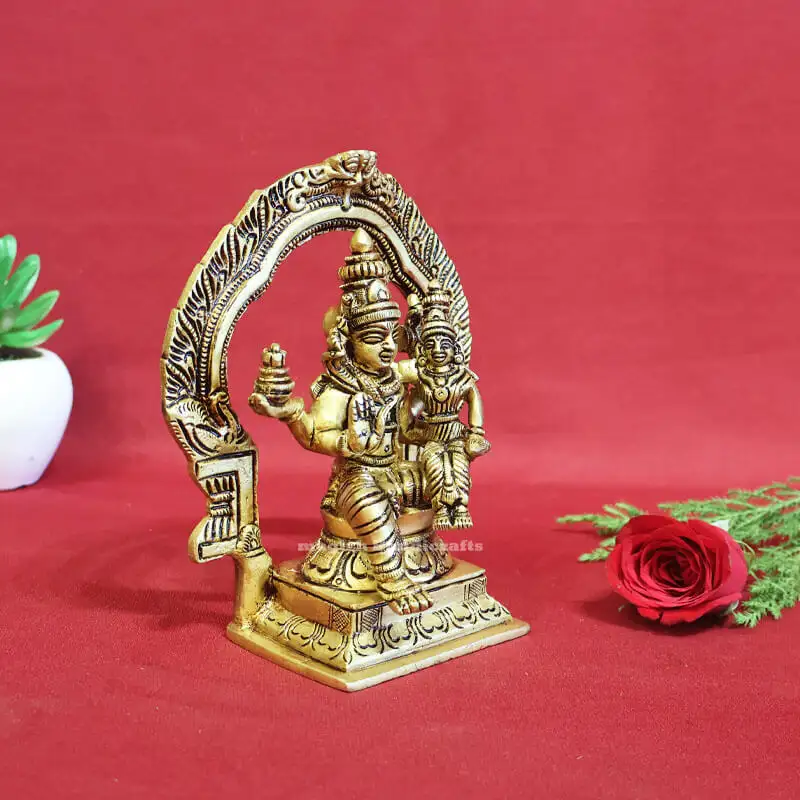 6 inches Brass Swarna Akarshana Bhairava idol with frame - image 2