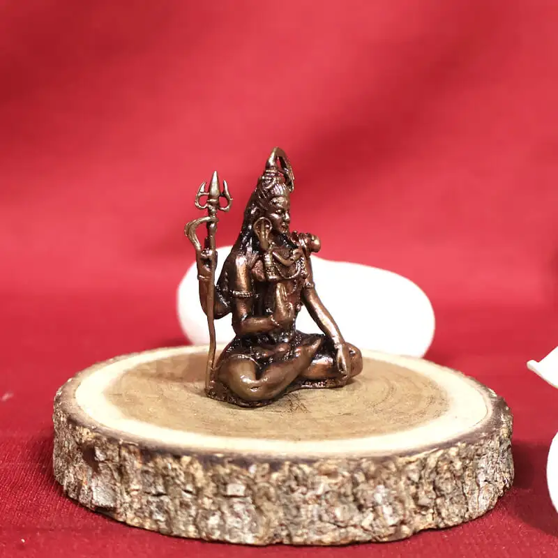 1.8 inches Copper Sitting Lord Shiva Idol - image 2
