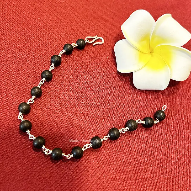 Original karungali Pure Silver Bracelet-8mm - image 2