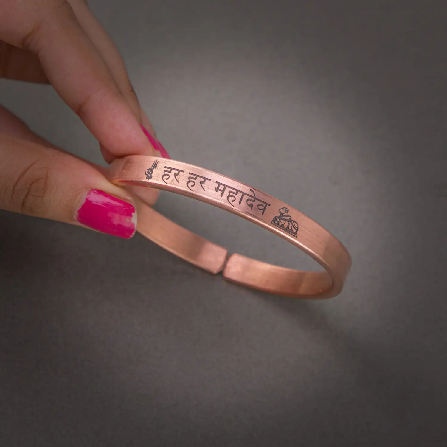 Har Har Mahadev Pure Copper Bracelet Hindi - 8mm - image 2